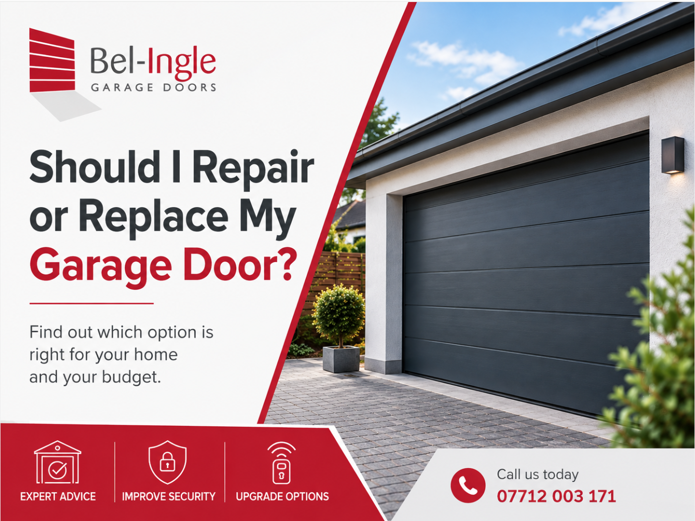 Should I Repair or Replace My Garage Door? Blog Thumbnail - Garage door (Grey)